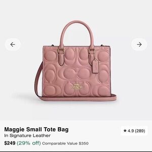 Coach Maggie Small Tote in Pink Petal Leather